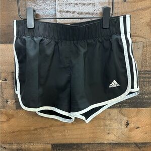 Adidas Women’s Black Running Shorts with White Trim and Logo Size S3